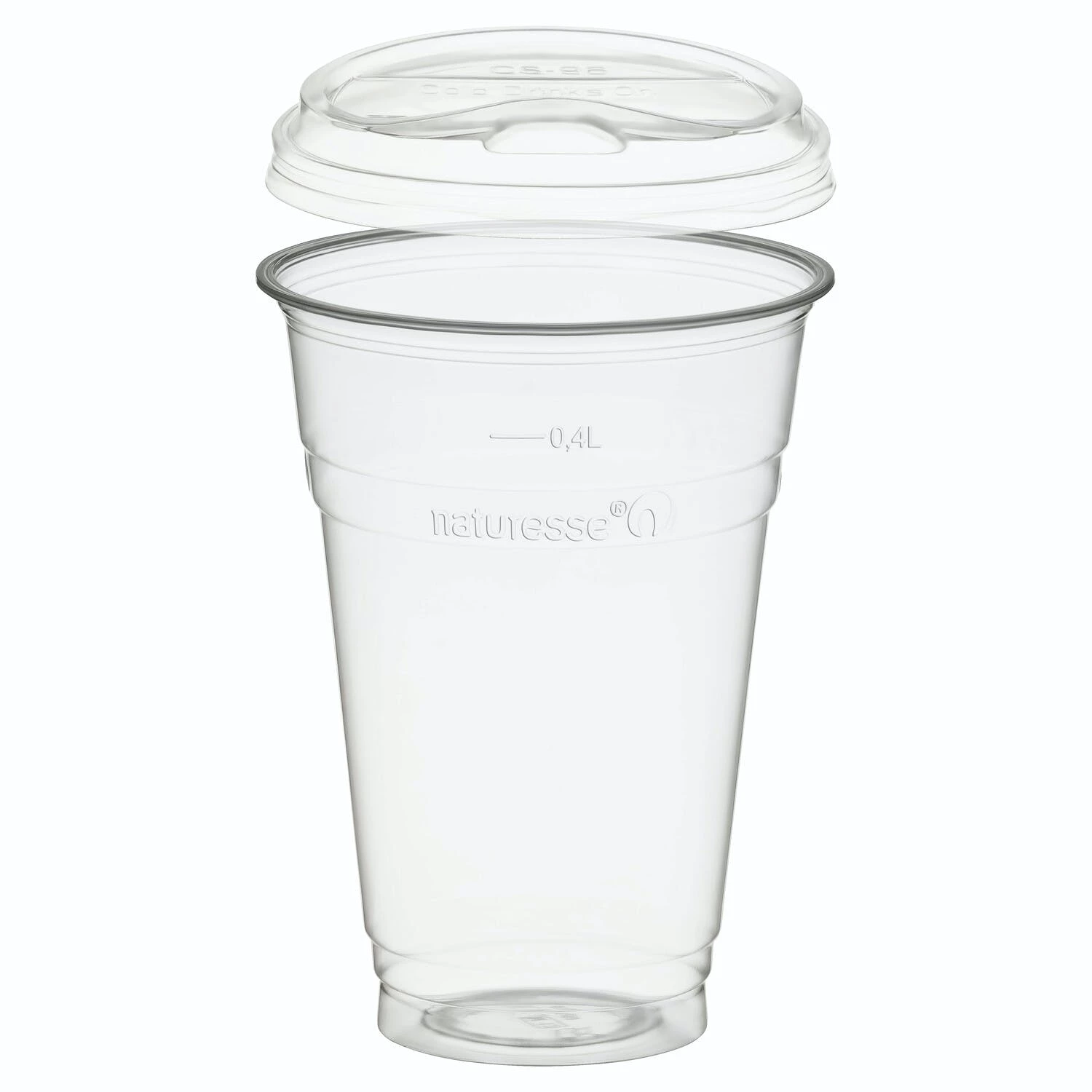 Null 100x BIO Trinkbecher 400ml + Deckel Mit Klappöffnung Aus Biokunststoff (PLA) – Bild 4