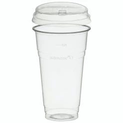 Null 100x BIO Trinkbecher 500ml + Deckel Mit Klappöffnung Aus Biokunststoff (PLA)