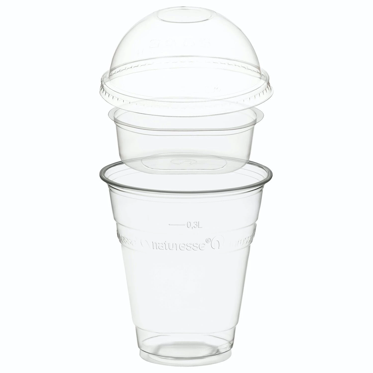 Null 100x BIO Trinkbecher 400ml + Domdeckel+ 90ml Einsatzbecher Stapelbar PLA – Bild 7