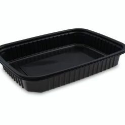 Null 50x Mikrowellenschalen Schwarz 'L' 1200 Ml - 25x18,5x4cm