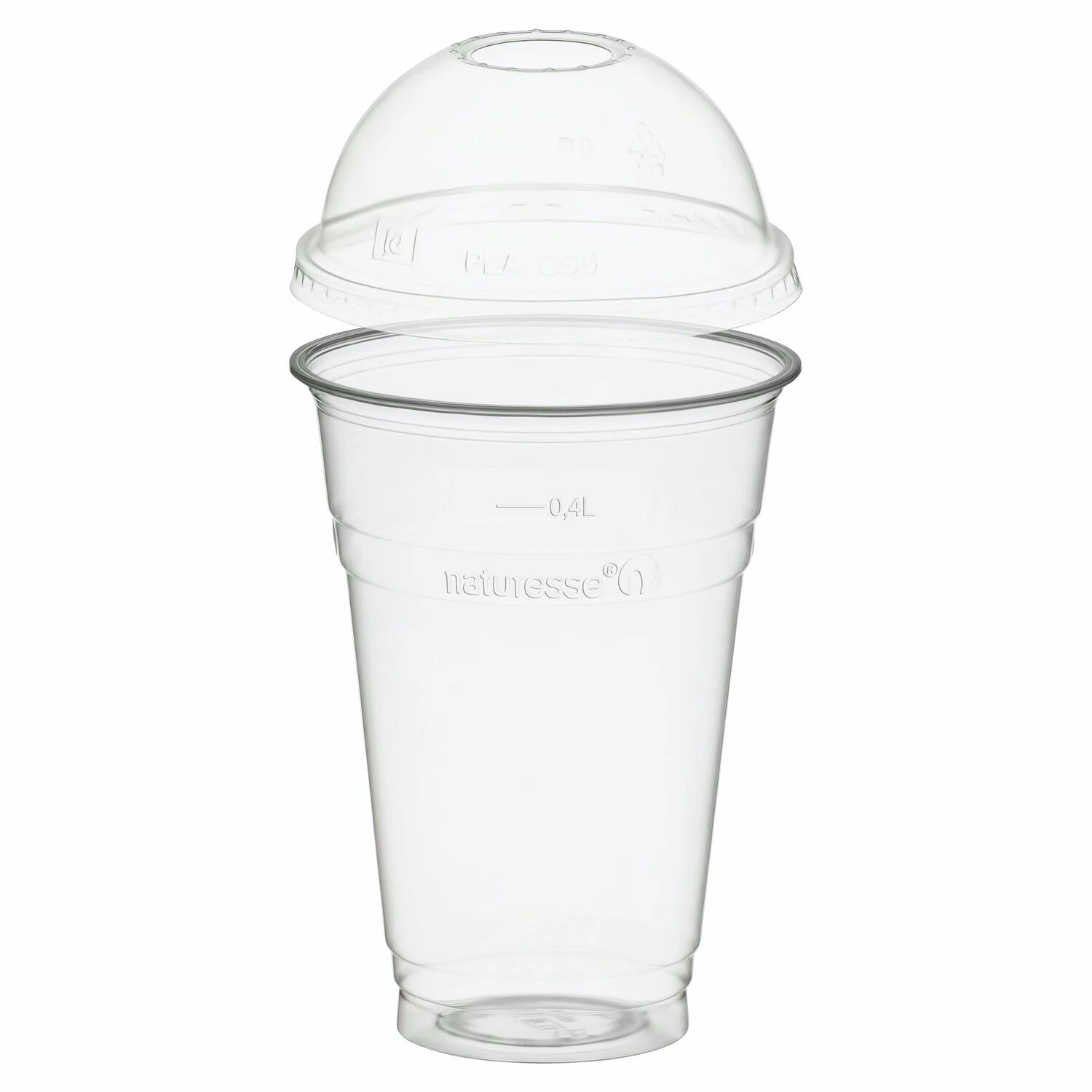 Null 50x BIO Trinkbecher 400ml Mit Domdeckel Ohne Loch Aus Biokunststoff (PLA) – Bild 4