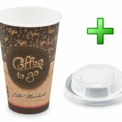 Null 500x Kaffeebecher XL 'Coffee To Go' Latte Macch Mit Trinkdeckel 400ml 510ml