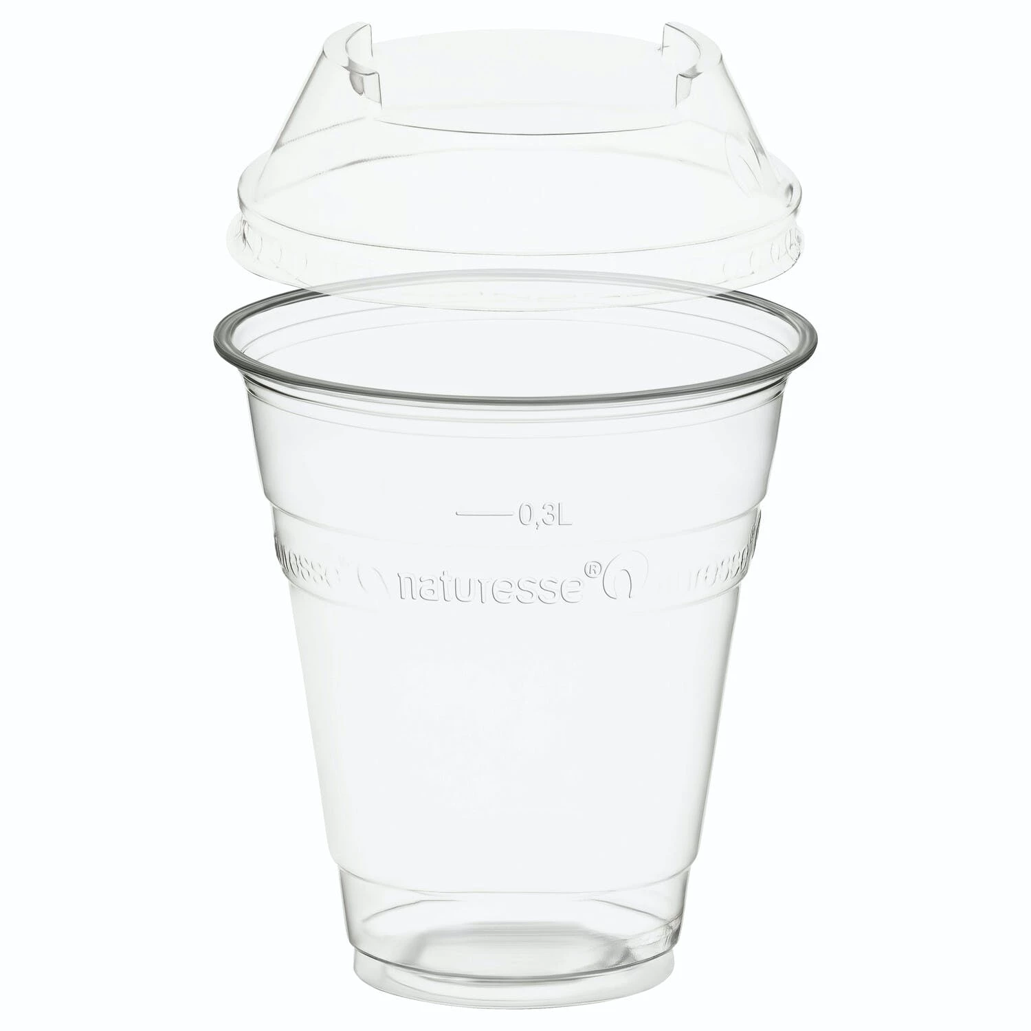 Null 50x BIO Trinkbecher 300ml + Domdeckel C-Loch Stapelbar Aus Biokunststoff – Bild 2