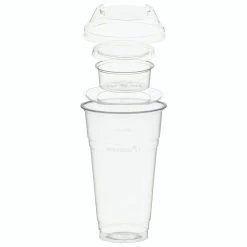 Null 100x BIO Trinkbecher 500ml+Domdeckel+ 90ml Einsatzbecher Stapelbar PLA