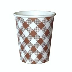 Null 50 Pappbecher Vichy-Karo Braun 200 Ml Trinkbecher 0,2 L Auch FĂŒr HeiĂgetrĂ€nke