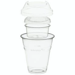 Null 100x BIO Trinkbecher 300ml + Domdeckel+ 90ml Einsatzbecher Stapelbar PLA