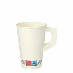 Null 2000 Pappbecher Mit Henkel 0,2 L, Ø 7 Cm · 9,7 Cm Weiss Für Heißgetränke Kaffee Glühweinbecher