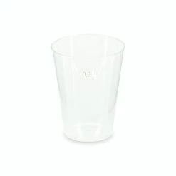 Null 25x Mehrwegbecher Pfandbecher Transparent Stabil+ PP 0,2L Eichstrich Ø 76mm
