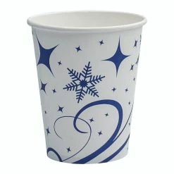 Null 100x Heißgetränkebecher Pappbecher Winterdesign Schneeflocken 200 Ml