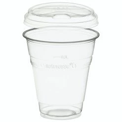 Null 100x BIO Trinkbecher 300ml + Deckel Mit Trinköffnung Aus Biokunststoff (PLA)