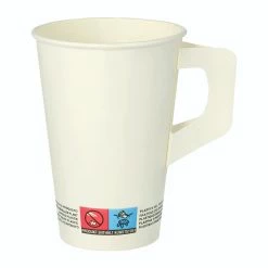 Null 400x Henkelbecher Kaffeebecher Weiß Pappe Beschichtet 200 Ml
