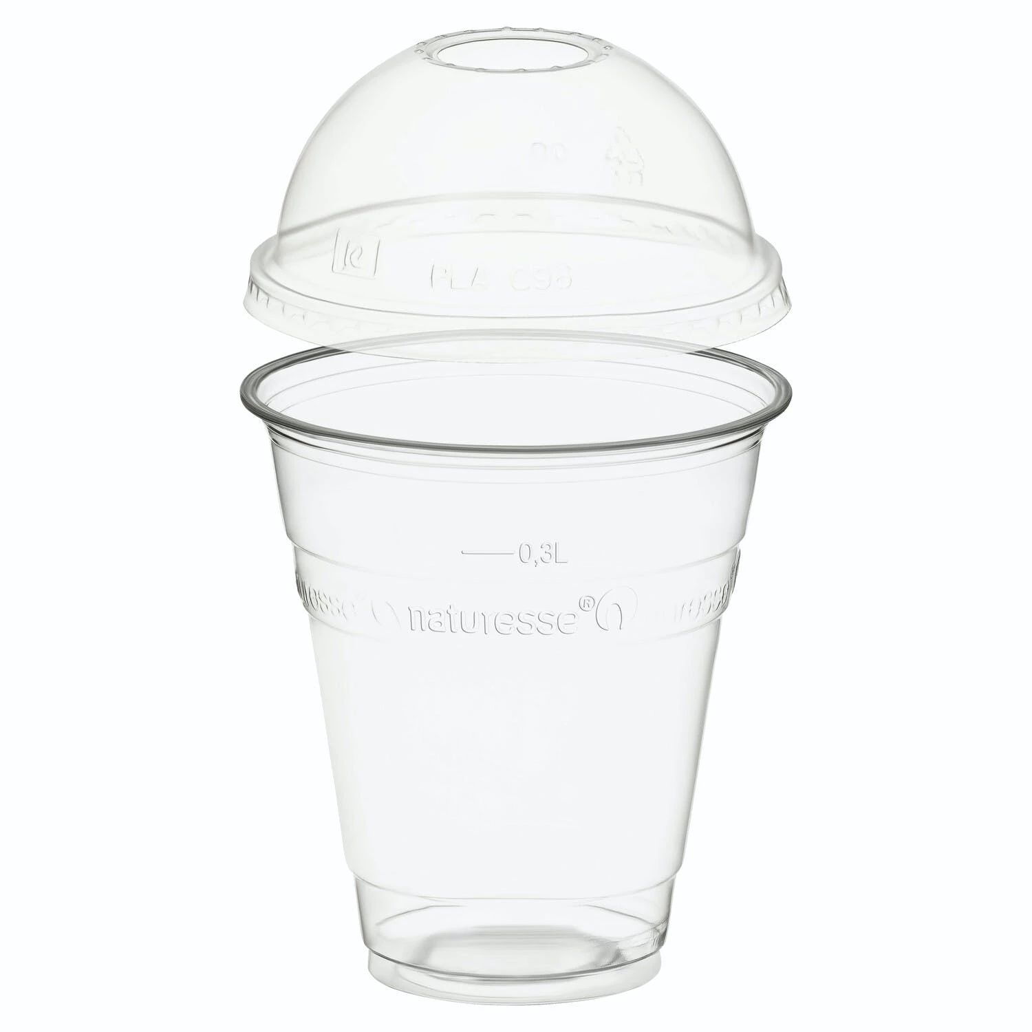 Null 50x BIO Trinkbecher 300ml + Domdeckel Stapelbar + Einsatzbecher Ø 96mm (PLA) – Bild 7