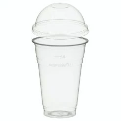 Null 50x BIO Trinkbecher 400ml Mit Domdeckel Ohne Loch Aus Biokunststoff (PLA)