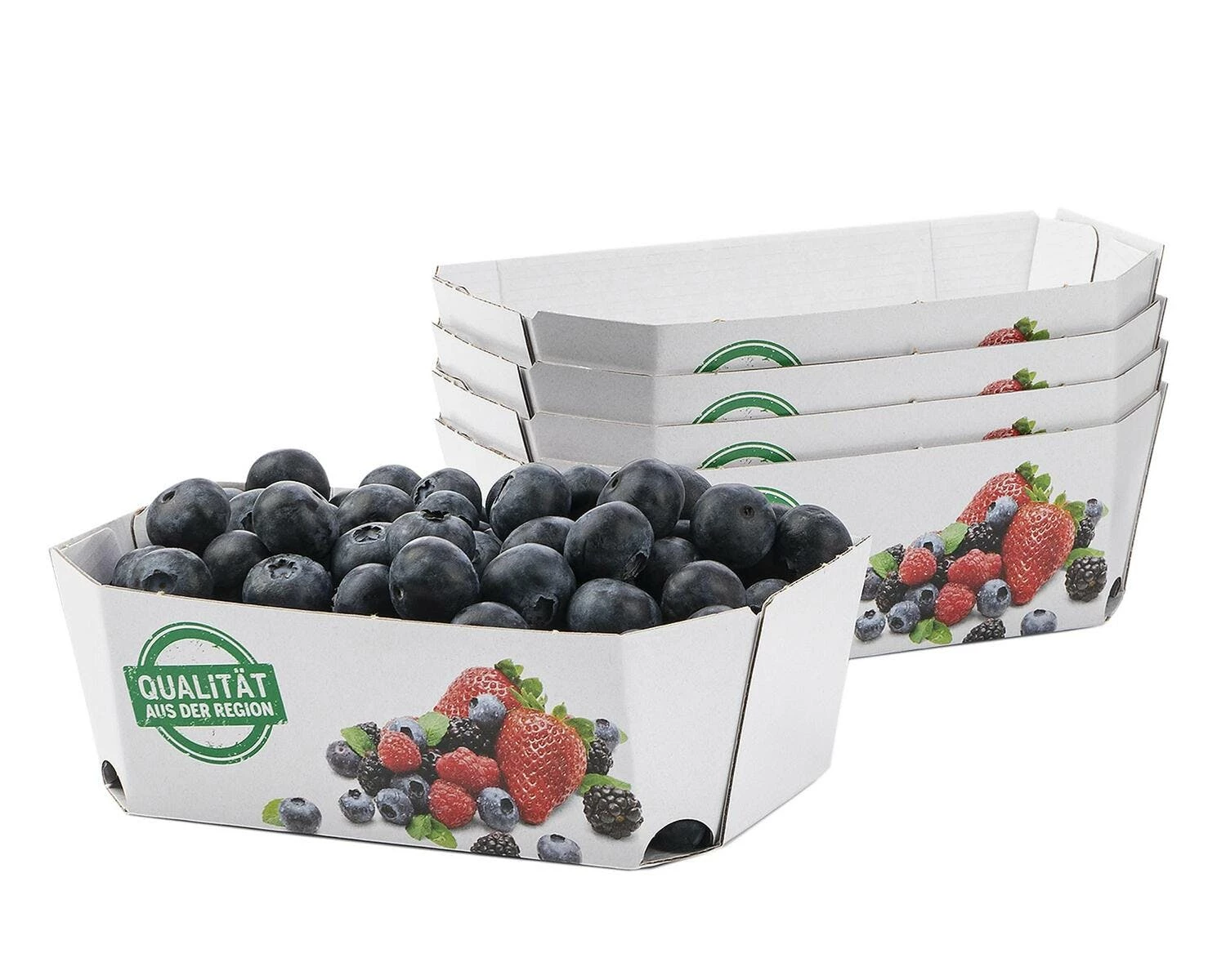 Null 875x Beerenschalen Aus Pappe 129x75x47mm Mit Neutraldruck Für 250 Gr.