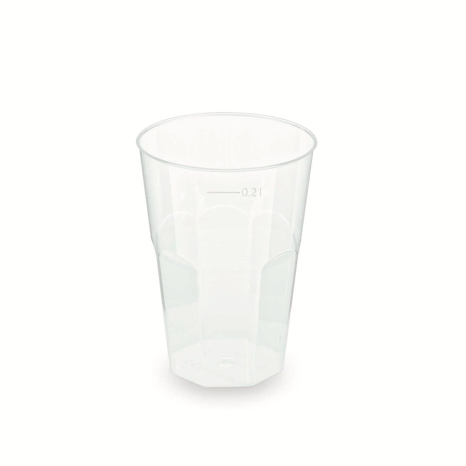 Null 125x Mehrwegbecher Pfandbecher Cocktail PP Klar Eichstrich 0,2 L Ø 7 Cm