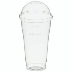 Null 250x BIO Trinkbecher 500ml Mit Domdeckel Ohne Loch Aus Biokunststoff (PLA)