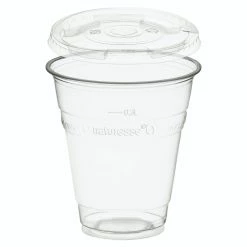 Null 250x BIO Trinkbecher 300ml + Deckel Mit Halmstanzung Aus Biokunststoff (PLA)