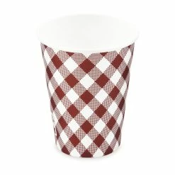 Null 250x Heiß- Und Kaltgetränkebecher Pappbecher Karo 420ml Ø 90mm