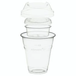 Null 100x BIO Trinkbecher 300ml + Domdeckel+ 60ml Einsatzbecher Stapelbar PLA