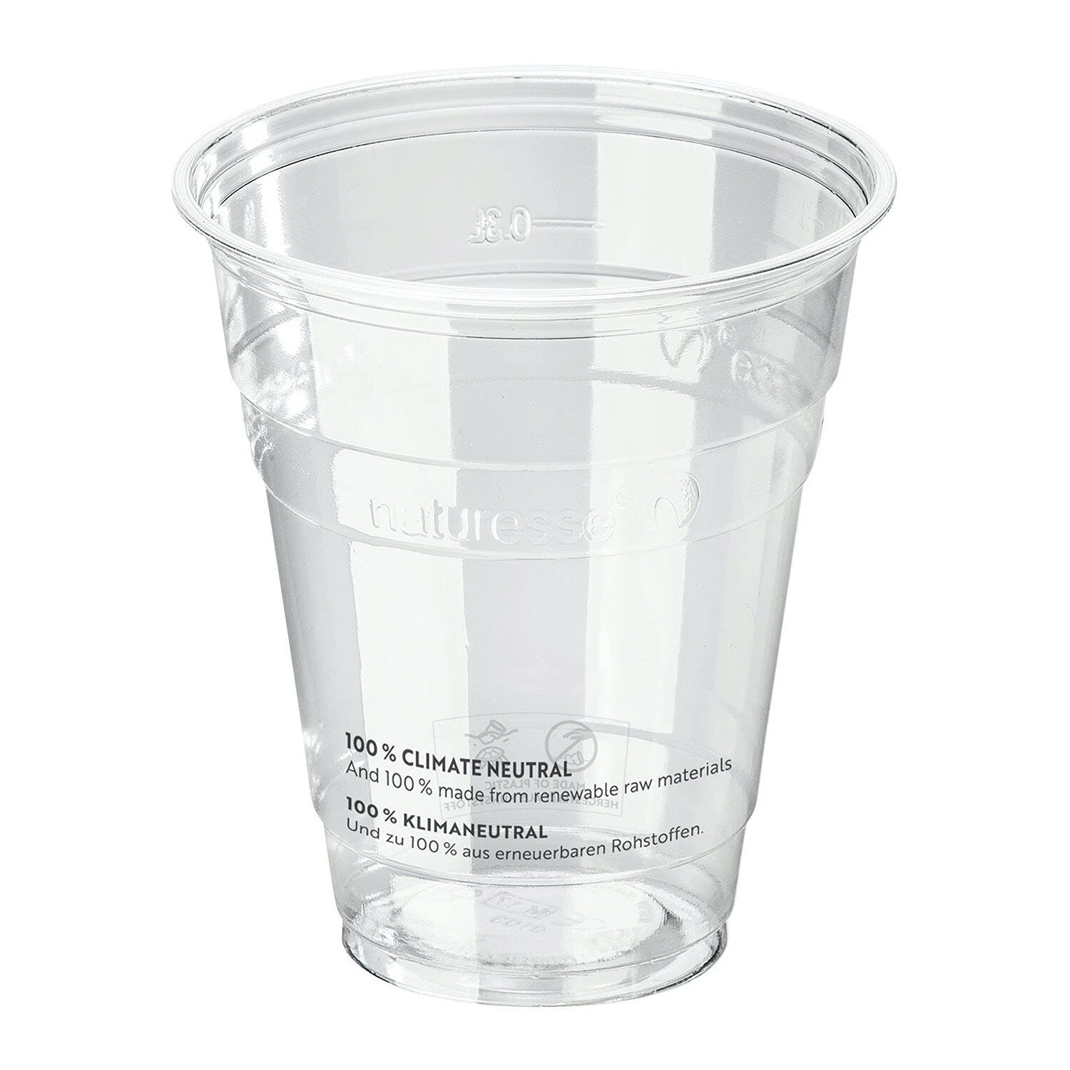 Null 50x BIO Trinkbecher 200 Ml Mit Eichstrich Ø 76 Mm Bio-Kunststoff (PLA) – Bild 3