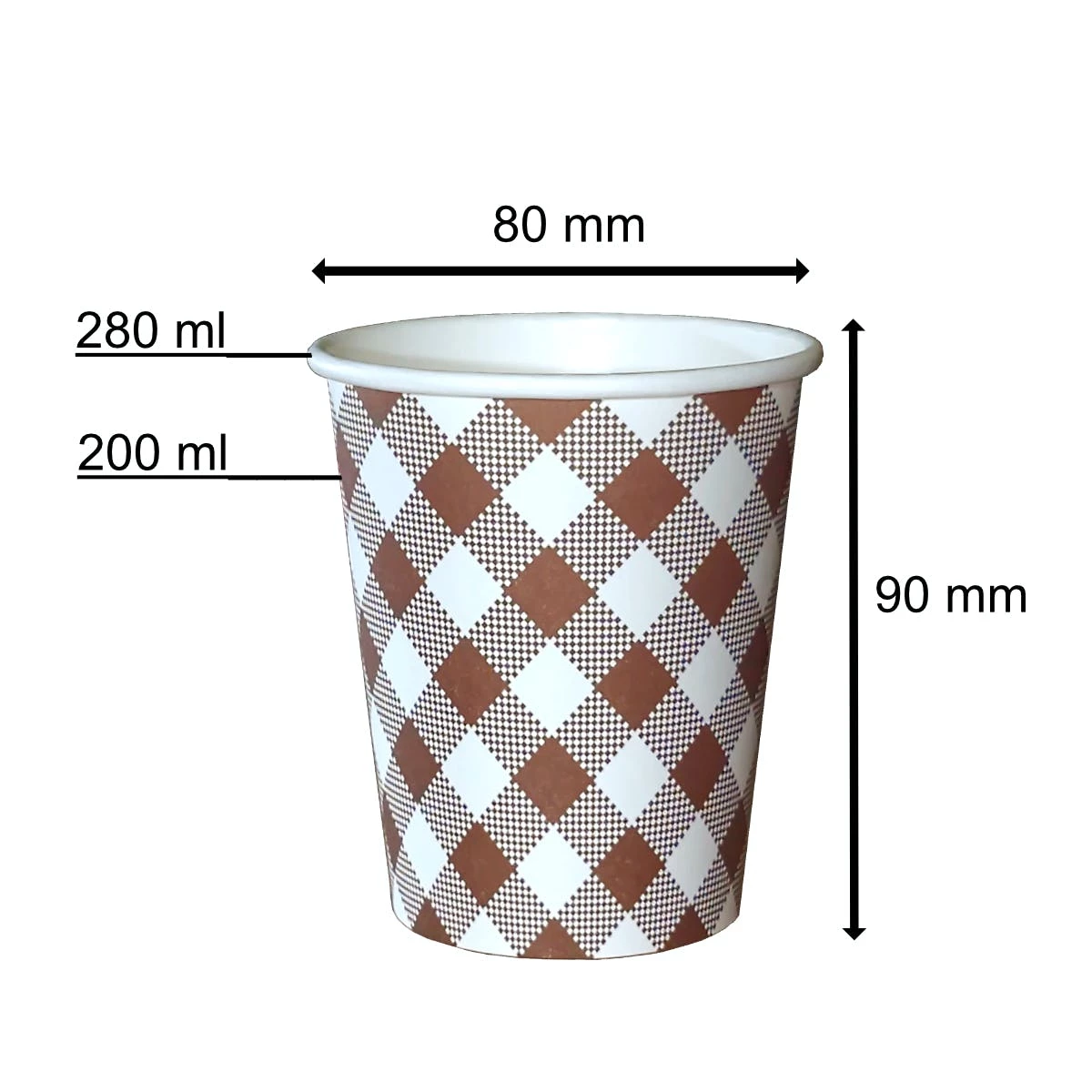 Null 50 Pappbecher Vichy-Karo Braun 200 Ml Trinkbecher 0,2 L Auch Für Heißgetränke – Bild 7