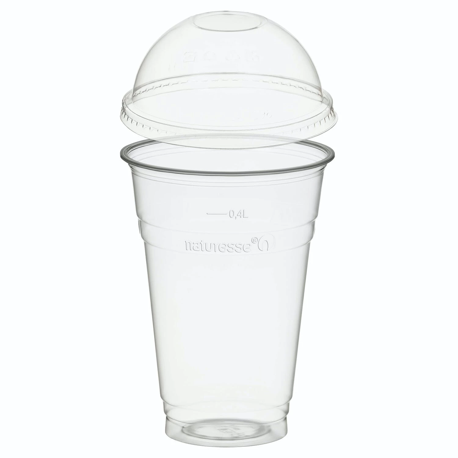 Null 50x BIO Trinkbecher 400ml Mit Domdeckel Ohne Loch Aus Biokunststoff (PLA) – Bild 3