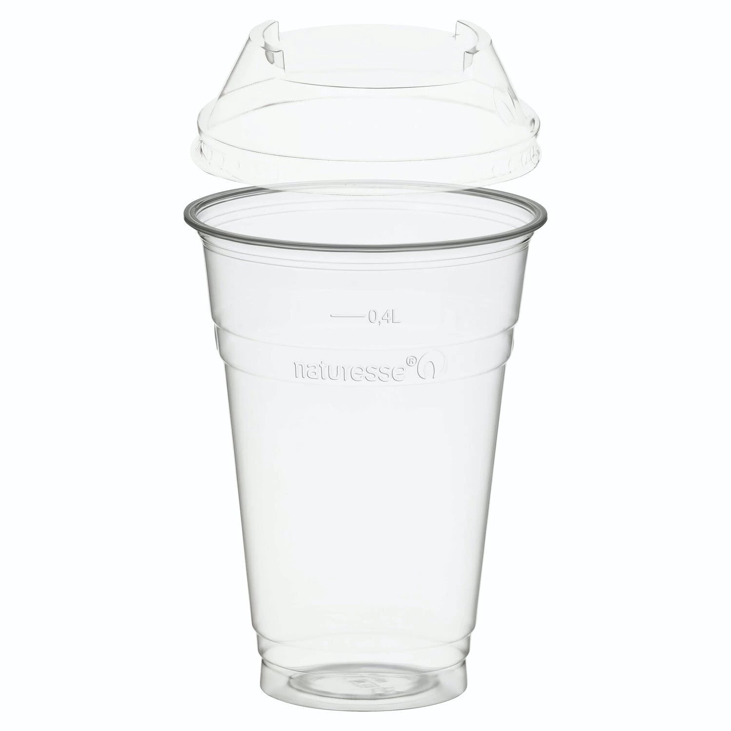 Null 50x BIO Trinkbecher 400ml Mit Domdeckel Ohne Loch Aus Biokunststoff (PLA) – Bild 2