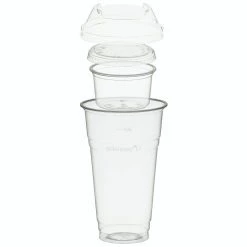 Null 100x BIO Trinkbecher 500ml+Domdeckel+ 120ml Einsatzbecher Stapelbar PLA