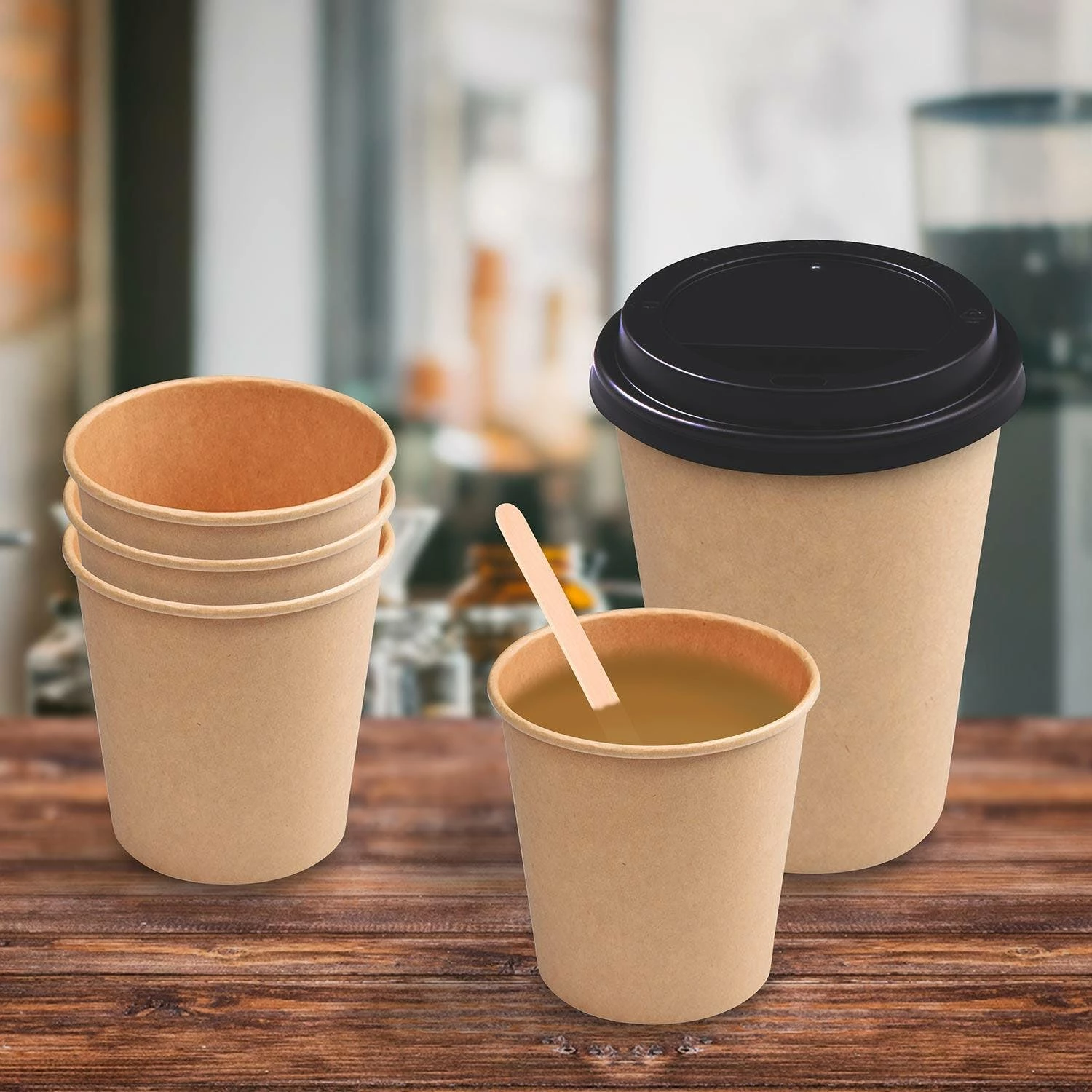 Null 500x Heiß- Und Kaltgetränkebecher Pappbecher Braun 80 Ml 110 Ml 'XS' Ø 62mm – Bild 2