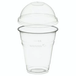 Null 50x BIO Trinkbecher 300ml Mit Domdeckel Ohne Loch Aus Biokunststoff (PLA)