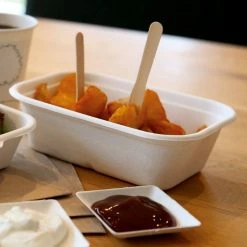 Null 50x BIO Pommesschale Casa Aus Zuckerrohr Weiss 650 Ml 17.5x12x5 Cm 100% Kompostierbar Hitzebeständig Schale