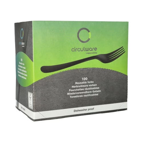 Null 600 Gabeln (Mehrweg), Bio-PP 19 Cm Schwarz, Extra Stabil, In Spenderbox – Bild 6