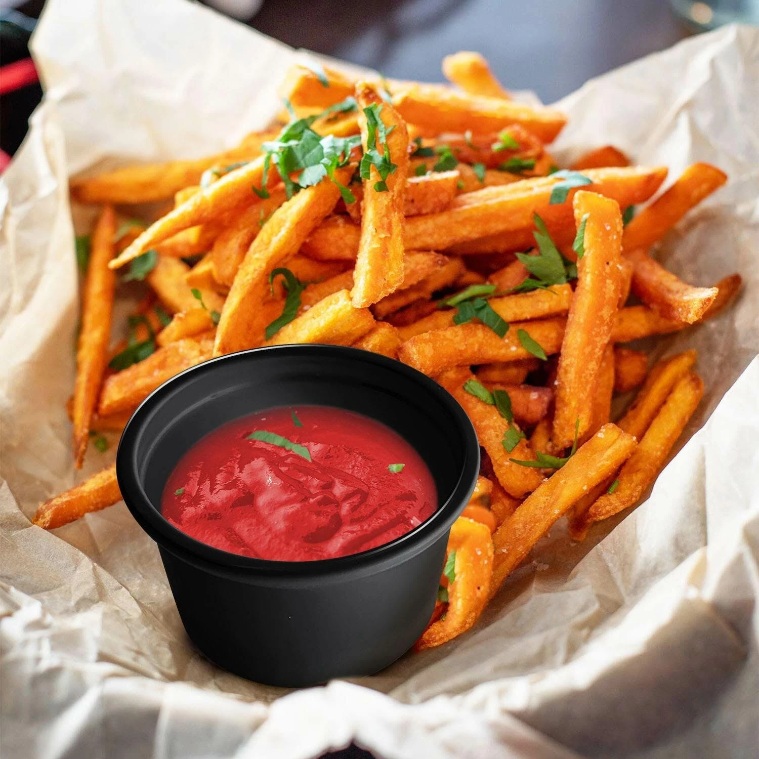 Null 200x Dressingbecher Feinkostbecher Schwarz PP 80 Ml Ă 70 Mm â Bild 6